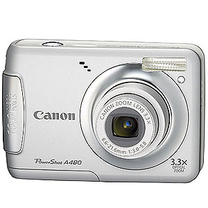 Canon PowerShot A480 Silver Digital Camera  10MP  3 3x Opt  MMC MMCPlus SD SDHC Card Slot
