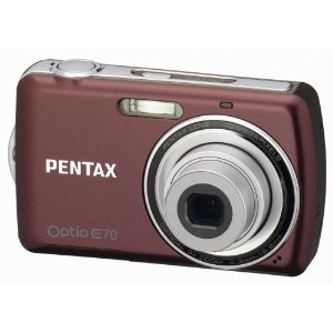 Pentax Optio E70 Wine Red Digital Camera  10MP  3x Opt  SDHC Card Slot