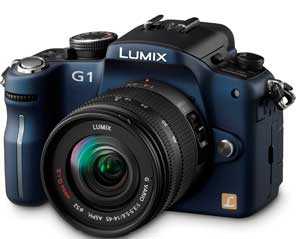 Panasonic Lumix DMC-G1 Blue SLR Digital Camera Kit W 14-45mm Lens  12 1MP  SD SDHC Card Slot